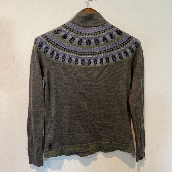 Woolrich Fair Isle Wool Blend Lightweight Zip Front Sweater Nordic - Picture 10 of 10